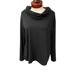 Additions By Chicos Black Cowl Neck Top Size 2 Large Minimalist Travel Casual